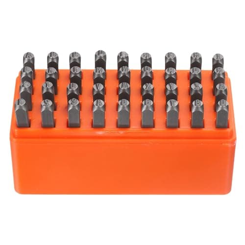 Image of sourcing map 36pcs Metal Stamping Kit 5/32" (4mm) Steel Uppercase Letter and Number Punch Set (A-Z / 0-8 / "&" Symbol) Punch Press Tool with Case for Imprinting Metal Plastic Wood Leather