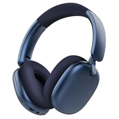 Image of RORSOU C6 Active Noise Cancelling Headphones, Wireless Over Ear Bluetooth Headphones, 60H Playtime, Lightweight Folding Deep Bass Comfort Fit Ear Cups Headset with Mic for iPad/Travel/PC/Home Blue