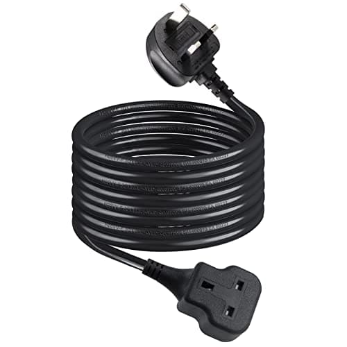 Image of 1 Way Gang Extension Lead 5M, Single Socket Mains Power Extension Lead 13A UK 3Pin Fused Plug male to female Travel Use Extension Cord Power Strip, Tough and Fireproof, Black…