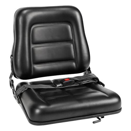 Image of GEARFLOW Universal Tractor Seats, Foldable Forklift Seat, Waterproof with Adjustable Angle Back, Safety Belt and Slide Rail for Tractors, Skid Loader, Telehandler, Excavator, Digger, Mower Dumper