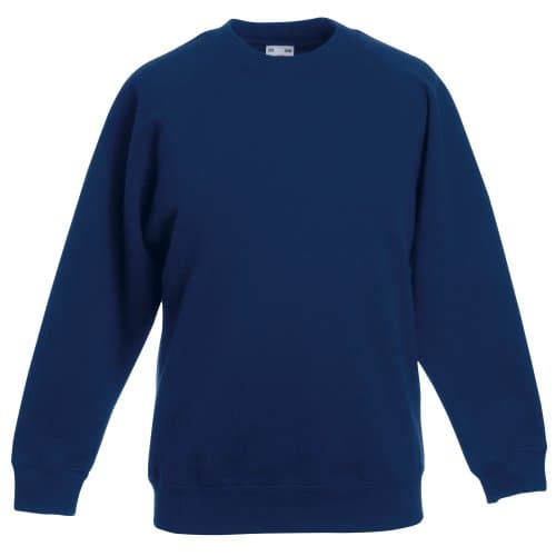 Image of Fruit of the Loom Childrens Unisex Raglan Sleeve Sweatshirt (3-4) (Navy)