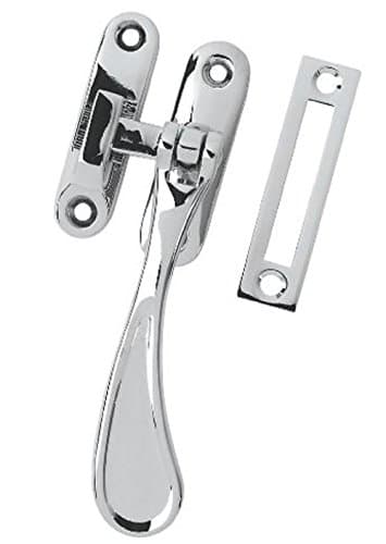 Image of Carlisle Brass Victorian Spoon End Window Casement Fastener Handle Reversible + Screws (Polished Chrome)