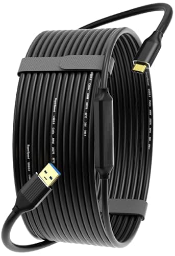 Image of ZVOIYKM Active USB 3.0 A to C Cable 15M (50FT), Built-in Signal Booster Chip for 5Gbps High-Speed Data, in-Wall Rated USB 3.0 Extension Cord for VR, Surveillance, Gaming, Videoconference, PC and More
