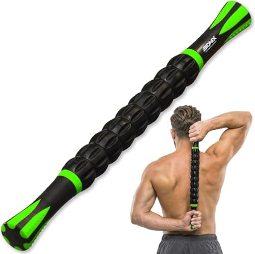 Image of Bionix Massage Roller Stick for Muscles - Deep Tissue Muscle & Leg Roller with 9 Rollers, Non Slip Handles, Trigger Point & Myofascial Release Tool for Calf, Legs & Recovery