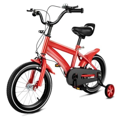 Image of GDSKR 14 Inch Children's Bicycle, with Training Wheel Stabilisers, Girls Boys Outdoor Cycling Bicycle,Removable Stabilisers, Carbon Steel with Adjustable Seat, for 3-6 Years Old (red)
