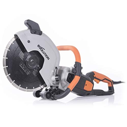 Image of Evolution Power Tools Evolution R300DCT 300 mm Concrete Saw - 2400 W Motor, No Gas, Incl Diamond Masonry Blade, 230V, Domestic Use, Orange, 115 mm Cut