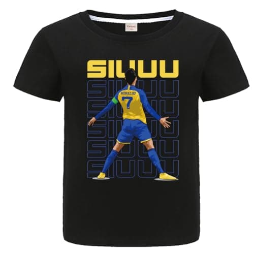 Image of Forlcool Kids NO.7 Football Cotton T-Shirt for Boys & Girls Age 3-13 Years (Black,7-8 Years,7 Years,8 Years)