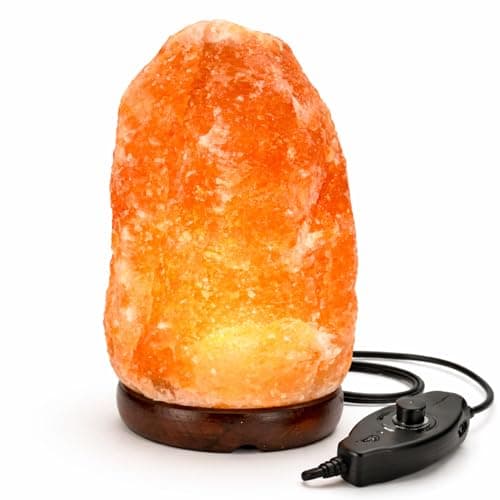 Image of Himalayan Salt Lamp 2–3 kg with UK Plug Dimmer Switch – Natural Pink Himalayan Crystal Rock Lamp with Wooden Base – Relaxing Warm Ambient Night Light for Bedroom, Living Room, Meditation & Home Decor