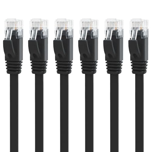 Image of Yauhody CAT 6 Ethernet Cable 2.5m Black 6Pack Network Cable High Speed CAT6 Ethernet Patch Leads Lan Cable CAT6 Gigabit Internet LAN Patch Cable for TV Gaming Router(2.5m 6Pack Black)