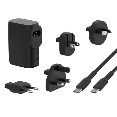 Image of Belkin BoostCharge Hybrid Wall Charger 25W + Power Bank 5000mAh, 2-in-1 Portable Charger with USB-C PD3.0 Port & USB-A Port, Dual-Port Battery Pack, USB-C Charger, USB Plug + C to C Cable