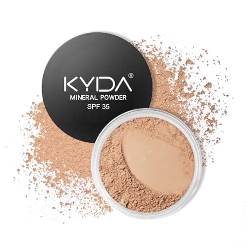 Image of KYDA Mineral Powder Foundation, SPF 35, Lightweight Loose Powder, Skin-improving Mineral Foundation, Buildable Coverage, Natural Glow Base Makeup, 0.28 oz, Medium Beige