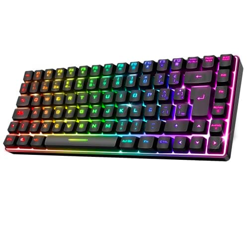 Image of Spirit Of Gamer | Wireless Bluetooth Gaming Keyboard | Spanish Layout QWERTY | TKL Compact 65% Keyboard | Semi-Mechanical Keys Including 25 Anti-Ghosting | Compatible with PC, Phone and Tablet