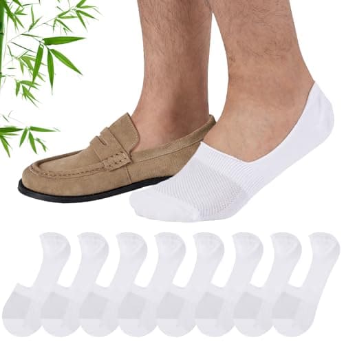 Image of SukModen 8 Pairs No Show Loafer Socks Men, Invisible Low Cut Trainer Bamboo Socks with Non Slip Grip, Breathable Short Thin Socks
