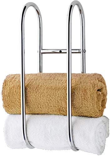 Image of Wall Mounted Towel Rail Bathroom Storage Rail Modern Decorative Metal Wall Mount Towel Rack Organizer for Storage of Bathroom Towels Chrome/Steel