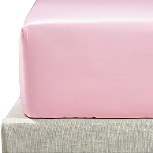 Image of NTBAY 500 Thread Count 100% Egyptian Cotton Double Fitted Sheet, Super Soft Cozy and Breathable Deep 12" / 30cm Fitted Bed Sheet, Pink