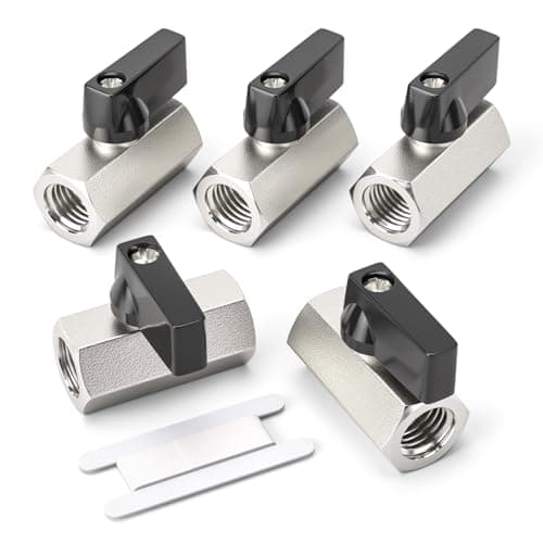 Image of Bwintech 5 Pcs 1/4" BSP Female Nickel Plated Brass Mini Ball Valve Shut-Off Valve