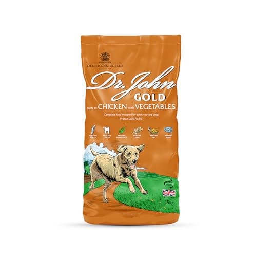 Image of Dr John Gold Dry Dog Food 15kg - Chicken & Vegetables Complete Dog Food - High Energy Adult & Senior Dog Food for Active & Working Dogs - Balanced Daily Nutrition