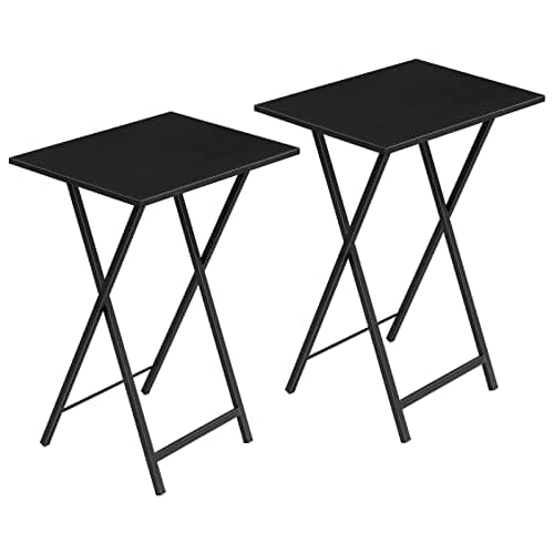 Image of HOOBRO Folding Tables 2 Set, TV Tables for Eating Foldable, TV Tray Table, Small Sofa Laptop Dinner Table for Small Space, Metal Frame, Black EUBK25BZ01