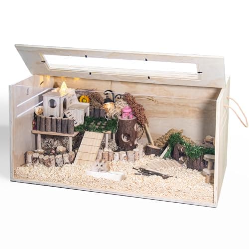 Image of Hamster Cage Chewproof, 80CM Wooden Guinea Pig Cage for Small Animals, Openable Top with Easy View Acrylic Panels for Hamster, Rabbit, Guinea Pig, Hedgehog(80x40x40cm)