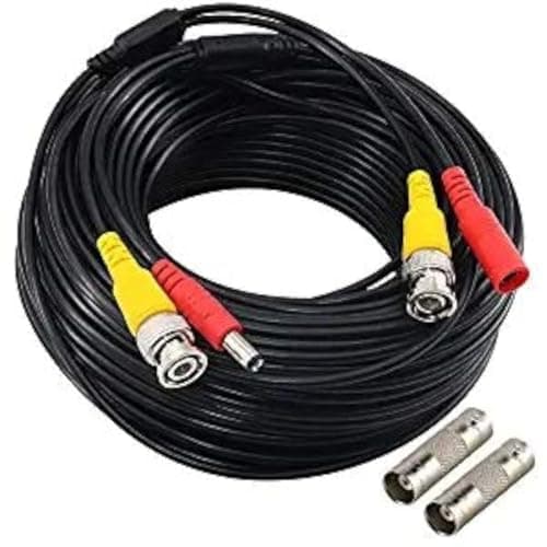 Image of Yeung Qee 20m BNC video power cable security camera Cable with 2 Female Connetors for All HD CCTV DVR Surveillance System (20m)