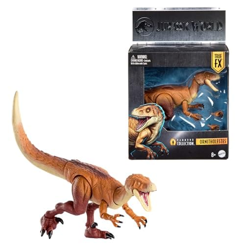 Image of Mattel Jurassic World Hammond Collection Dinosaur Action Figure Ornitholestes, Premium Design with Realistic Eyes, 18 Articulated Joints & Extra Hands JKM91
