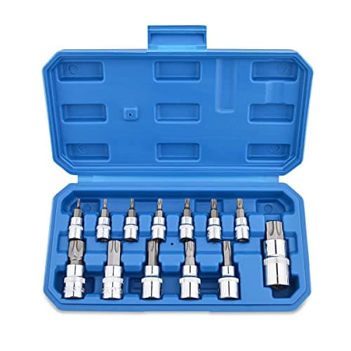 Image of Gunpla 13 Pieces Torx Bit Socket Set T8 – T70 Chrome Vanadium Steel 1/4”, 3/8” and 1/2” Drive Heavy Duty Star Sockets Tools