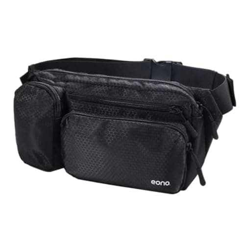 Image of Eono Water Resistant Bum Bag with Multi-Pockets, Large Capacity Waist Fanny Pack for Hiking, Dog Walking, Travel & Outdoor Activities (Black)
