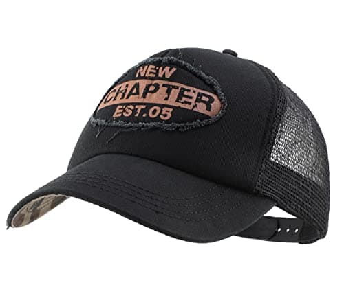 Image of Decentron Mens Vintage Mesh Trucker Hat Outdoor Adjustable Baseball Cap Clean Up Snapback Cap (Black)