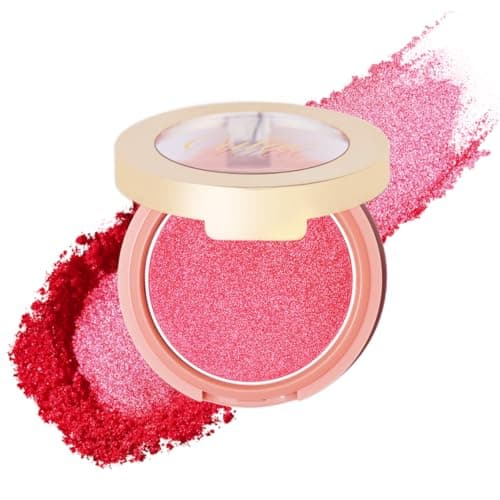 Image of Oulac Luminisers Pink Blusher for Cheeks Make up, Shimmer Blusher with Skin-Brightening Effect, Long-Lasting Fade & Sweat Resistant, Vegan Blush Powder, F11 Heat On