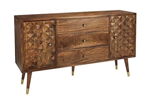 Image of Elm home and garden Solid Mango Wood Large Sideboard Retro 80cm High x 140cm Wide