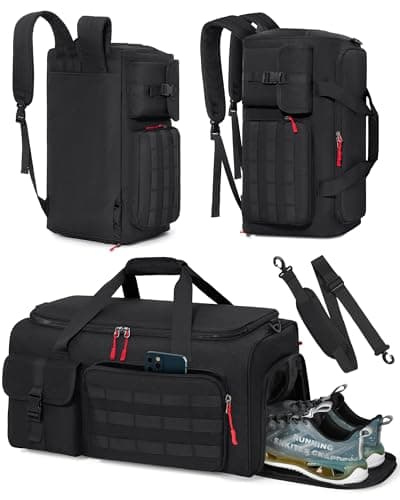 Image of RAINSMORE Sports Gym Bag Mens Travel Duffel Bag 45L with Shoes & Laptop Compartment Backpack Carry on Holdall Bags Weekender Overnight Bags