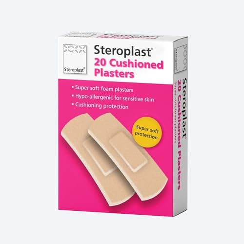 Image of Steroplast Cushioned Plasters | 20 Plasters Per Box | Two Sizes for Most Cuts & Grazes | Hypoallergenic | Cushioning Protection