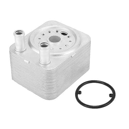 Image of X AUTOHAUX 038117021B Automatic Engine Oil Cooler 20 Rows Metal Silver Tone