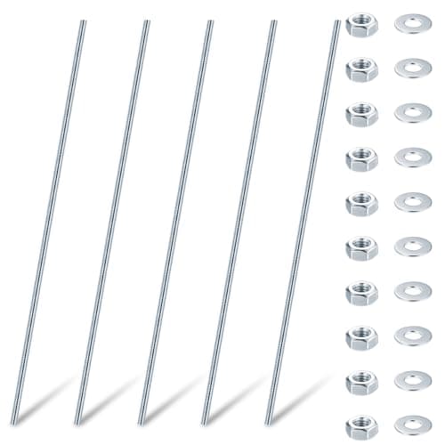 Image of M6 Fully Threaded Rods & Studs, Threaded Bars, Blue Zinc Threads Rods for Anchor Bolts Screws, with Nuts and Washers(M6 x 300mm)
