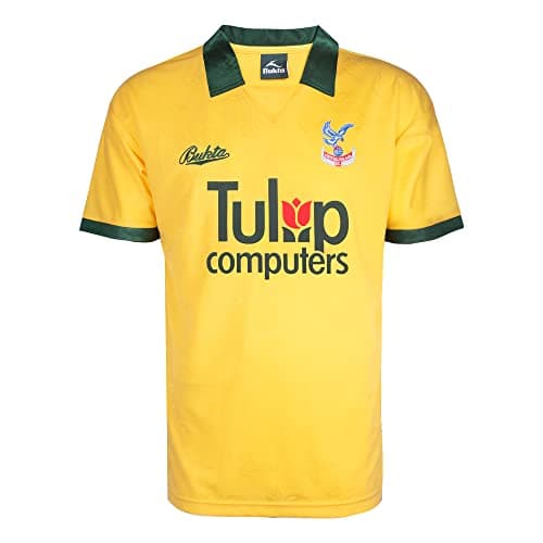 Image of Crystal Palace 1991 Away Retro Football Shirt Yellow Large Polyester