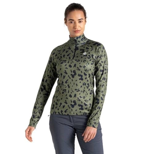 Image of Dare 2b Womens Divulge Lightweight Core Stretch Midlayer Sweatshirt, Olivine Green Dash Print, 16 EU