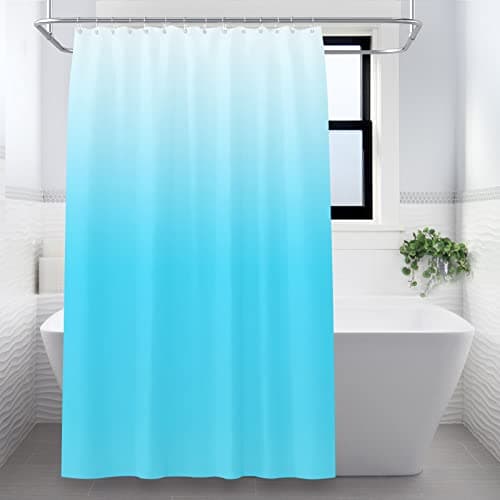 Image of Lollanda Shower Curtain Gradient Blue Teal Shower Curtains with Strong Hooks, Thick Duty Bath Curtains Bathroom Accessories, 180x180cm (Blue)
