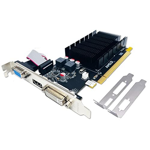 Image of QTHREE Radeon HD 5450 Graphics Card,2GB,GDDR3,64 Bit,DVI,HDMI,VGA,Low Profile Video Card for PC,Computer GPU,PCI Express x16,DirectX 11,2 Monitors Support