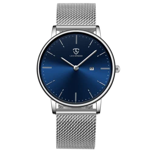 Image of BEN NEVIS Mens Watch, Minimalist Fashion Simple Wrist Watch Analog Date with Stainless Steel Mesh Band, 14-SilverBlue, Modern