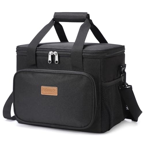 Image of Lifewit Lunch Bag 15L 24 Can Insulated Lunch Box Soft Cooler Cooling Tote for Adult Men Women, Black