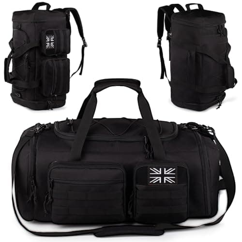Image of Tactical Gym Bag for Men, 70L Large 3-in-1 Sports Duffle Bag with Shoes Compartment and Wet Pocket, Water Resistant Travel Backpack for Gym, Travel