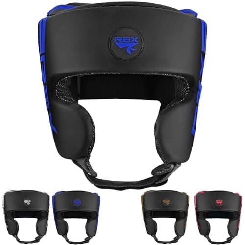 Image of Rex Boxing Headguard for MMA Headgear Training Helmet Muay Thai Kickboxing Martial Arts Sparring Protective Gear (Blue/Black, S)