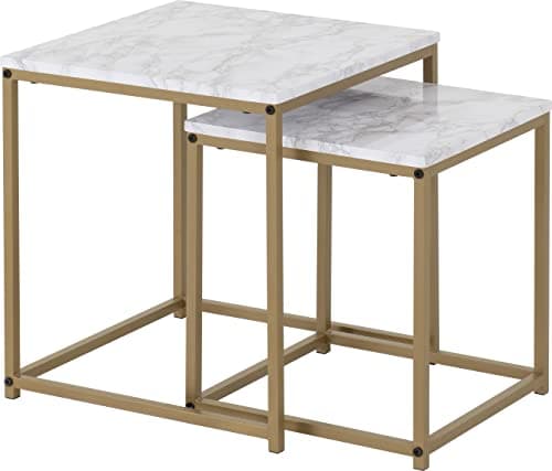 Image of Seconique Dallas Nest Of 2 Tables in Marble/Gold Effect