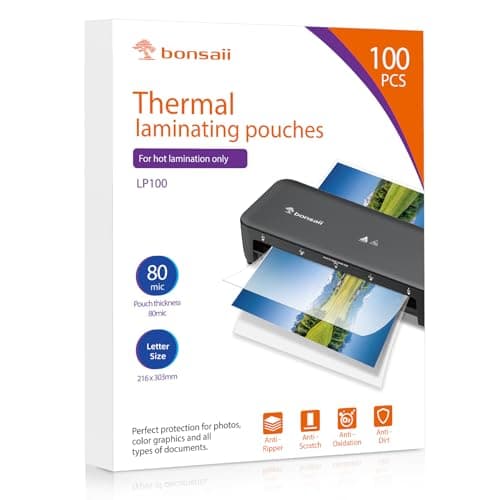Image of Bonsaii A4 Laminating Pouches, 100 Sheets, 160 Microns (2×80 Microns), Glossy Finish, Clear and Durable, Ideal for Notices and Photos (LP100-A4)
