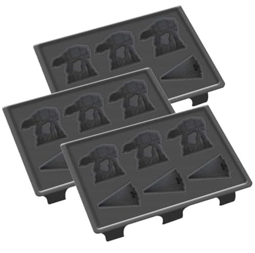 Image of Star Wars Silicone Mold for Ice, Soap, Chocolate & More, 3-Pack, 18 Cubes - Imperial Walker & Star Destroyer Shape - Food Grade Tray, Freezer, Dishwasher, Oven Safe - Great for Parties & Gift for Kids