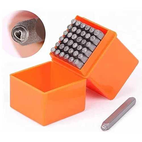 Image of Uadme 37Pcs Number and Letter Stamps Punch Set 3mm, A-Z, 0-9, &, Heart Shape, Metal Stamping Tool Set for DIY Carving Embossing on Metal Wood Plastic Leather