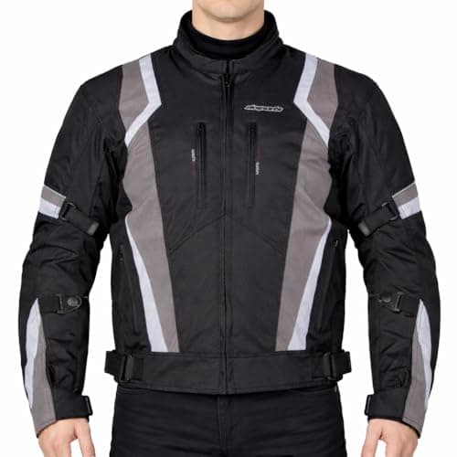 Image of RKsports 1509 WATERPROOF MOTORCYCLE MOTORBIKE JACKET BLACK CE ARMORS (5X-Large/Chest 52", Grey)