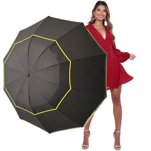Image of Kalolary 62 Inch Extra Oversize Large Compact Golf Umbrella，Double Canopy Vented Windproof Waterproof Stick Umbrellas for women & men