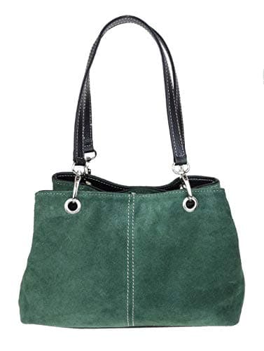 Image of Girly Handbags Womens Italian Suede Leather Shoulder Bag (Dark Teal)