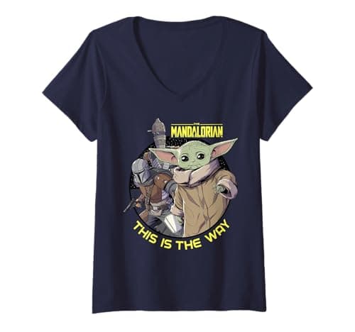 Image of Womens Star Wars: The Mandalorian Child Group Shot This Is The Way V-Neck T-Shirt